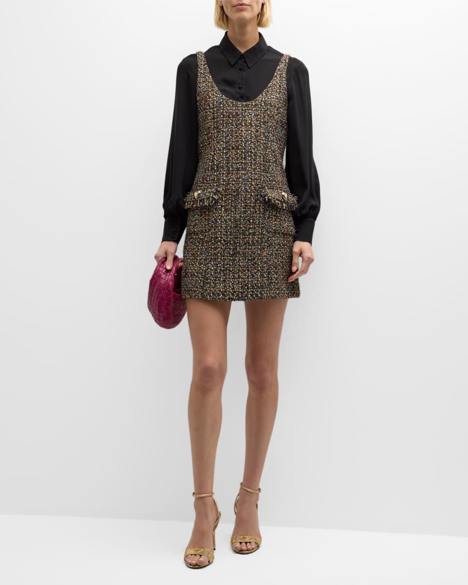 Cinq a Sept Florianna Confetti Tweed Mini Dress | Neiman Marcus