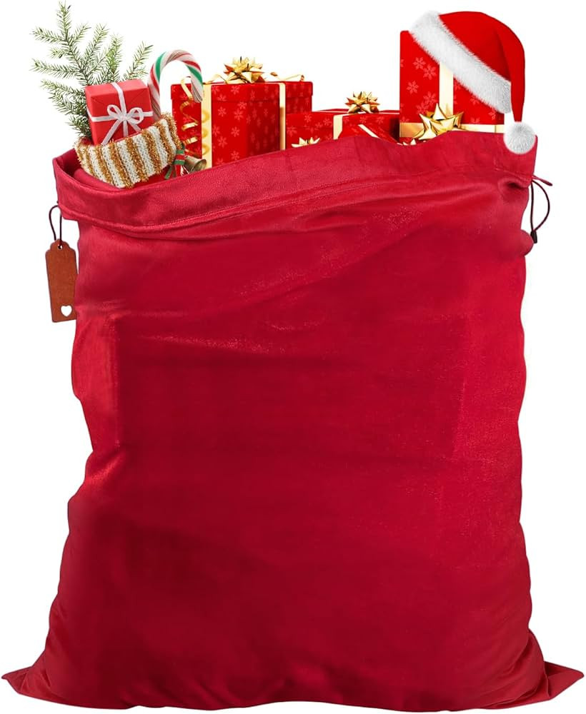 HRX Package Big Velvet Santa Bag, 31x28 Inch Super Soft Drawstring Christmas Gift Bag, Large Chri... | Amazon (US)