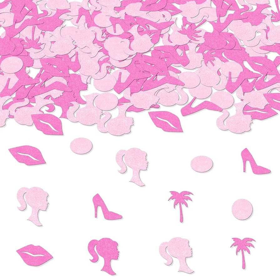 200PCS Pink Glitter Doll Bachelorette Party Confetti Hot Pink Fashion Doll Confetti Doll Head Bir... | Amazon (US)