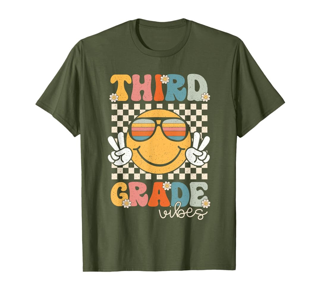 Third Grade Vibes Smile First Day of School 3rd Grade Team T-Shirt | Amazon (US)