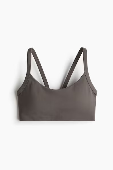 H & M - Medium Support Sports bra with SoftMove - Grey | H&M (UK, MY, IN, SG, PH, TW, HK)