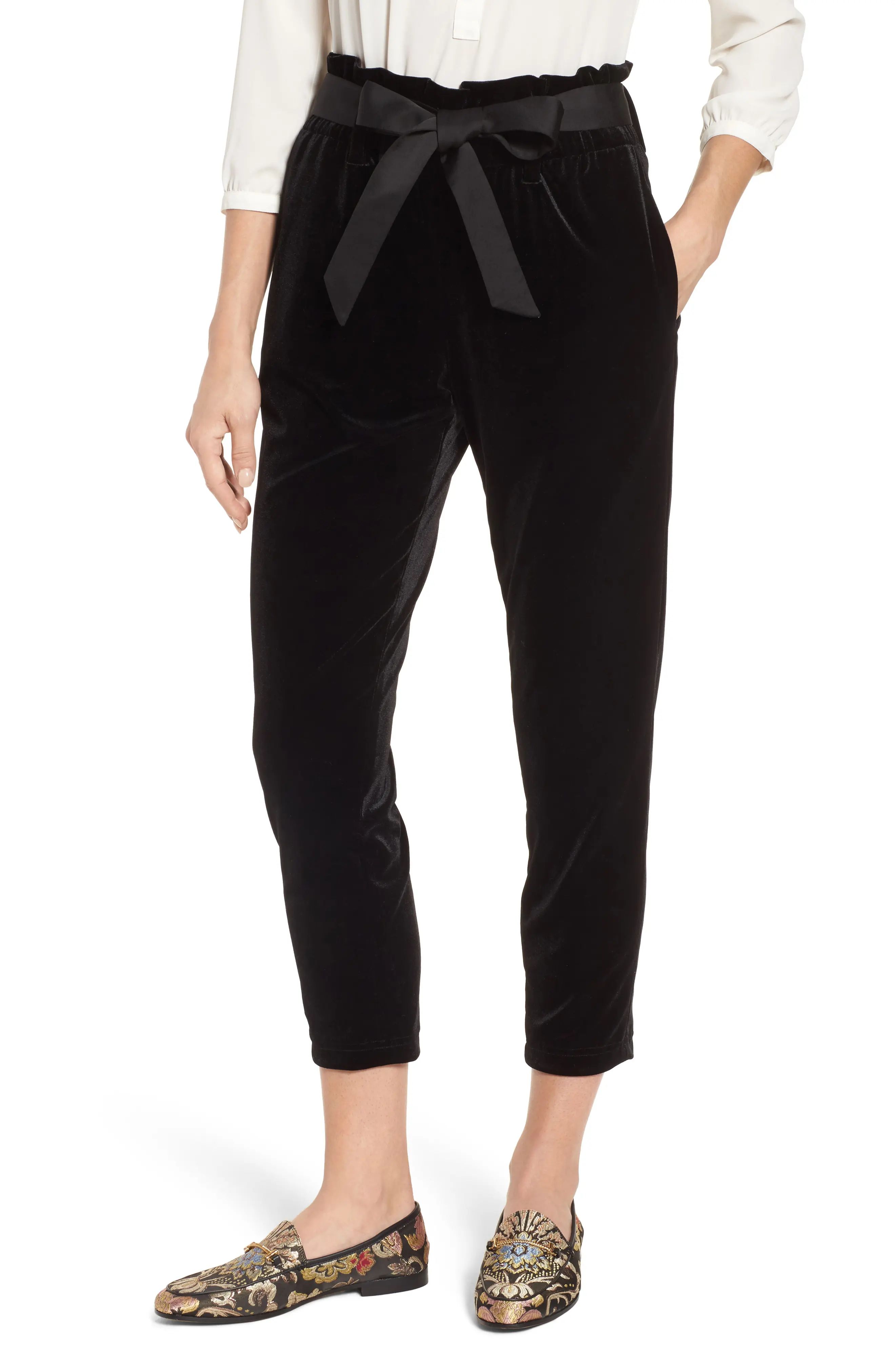 Tie Waist Velvet Pants | Nordstrom