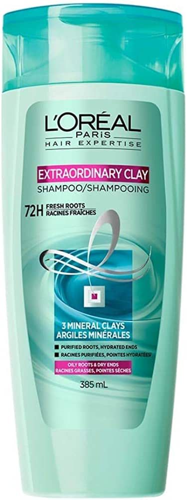L'Oreal Paris Hair Expertise Extraordinary Clay Shampoo For Oily Roots, Dry Ends, 385 mL | Amazon (CA)