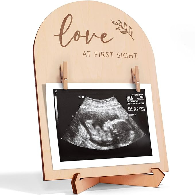 Cute Wooden Ultrasound Picture Frame - Beautiful Double Sided Sign For The Announcement of Your P... | Amazon (US)
