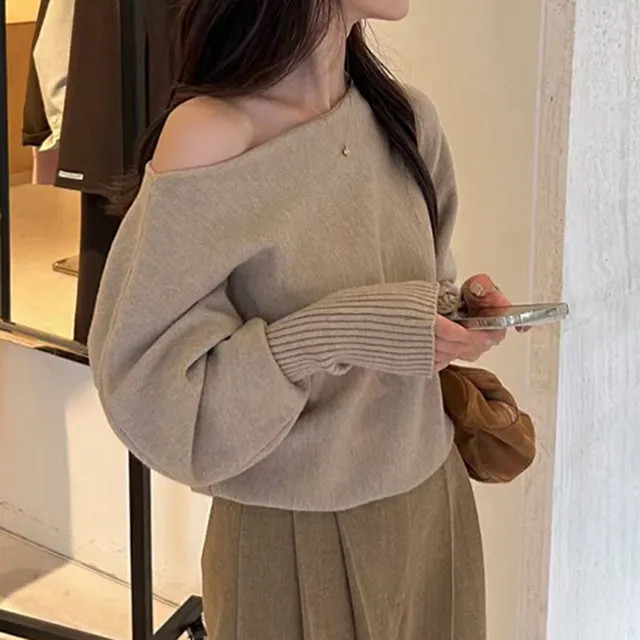 KUMI - Off Shoulder Plain Sweater | YesStyle.com