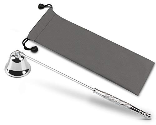GOSGOONE Candle Snuffer, Elegant Candle Extinguisher with Long Handle, Hinged Candlesnuffers Wick Snuffer Candle Accessory for Putting Out Candle Flame Safely, Candle Stopper with Storage Bag (Silver) | Amazon (US)