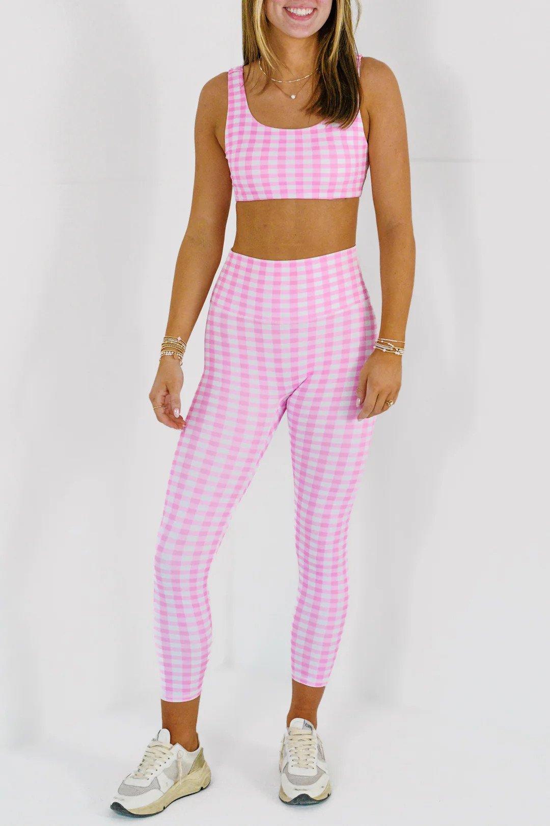 Brielle Barre Fit Set - Pink Gingham | Fancyd Boutiqe