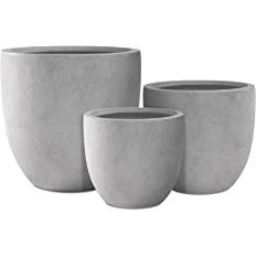 Kante 20", 16.5" and 13.3" D Round Natural Finish Concrete Modern Planters (Set of 3), Outdoor In... | Amazon (US)