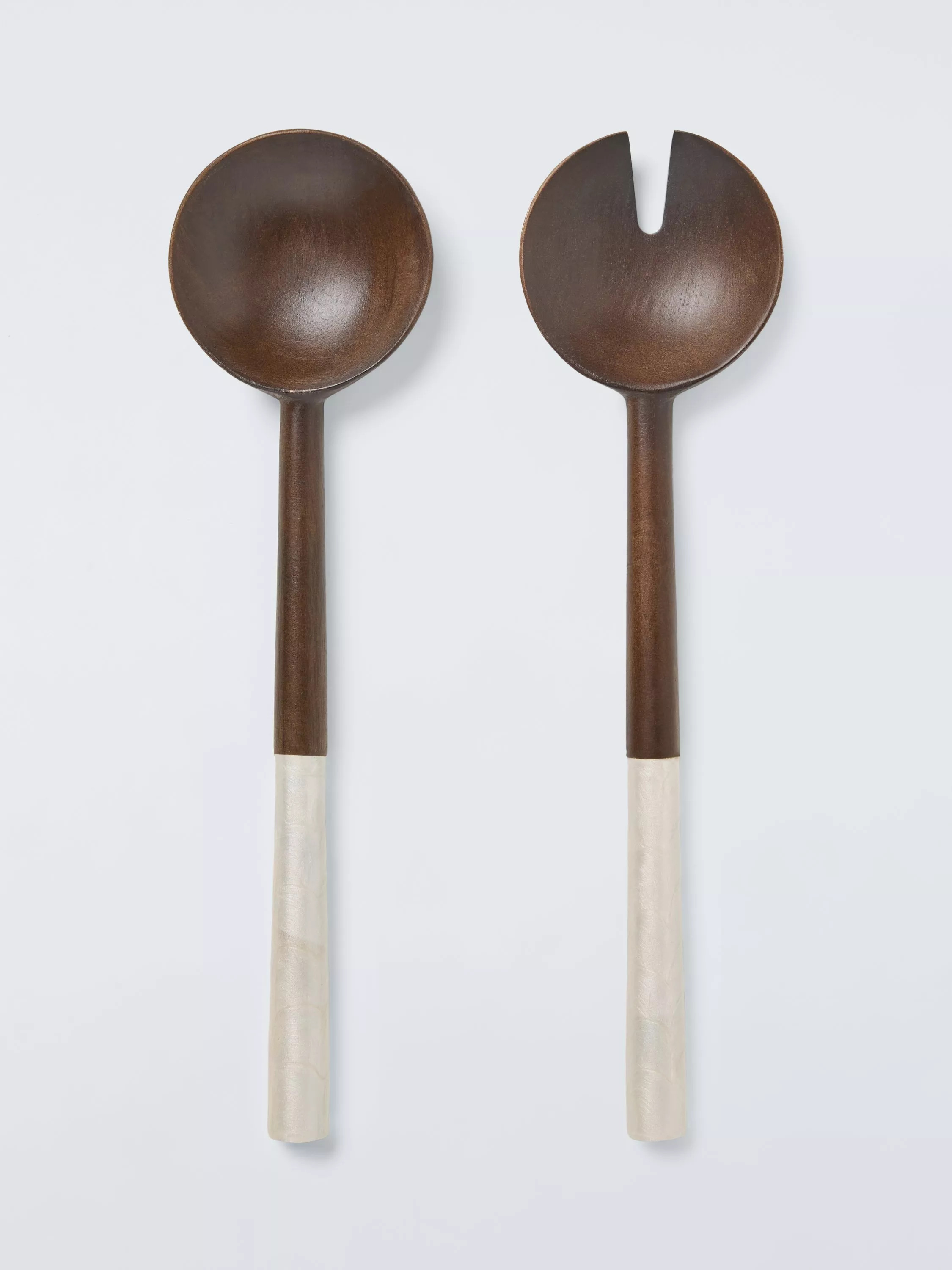 John Lewis White Pearl Handle Salad Serving Spoons, FSC-Certified (Mango Wood) | John Lewis (UK)