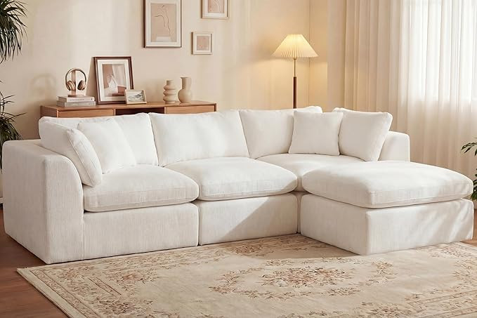 110'' Oversized Boneless Cloud Couch for Living Room, Modern Big Sectional Compressed L Shape Cou... | Amazon (US)