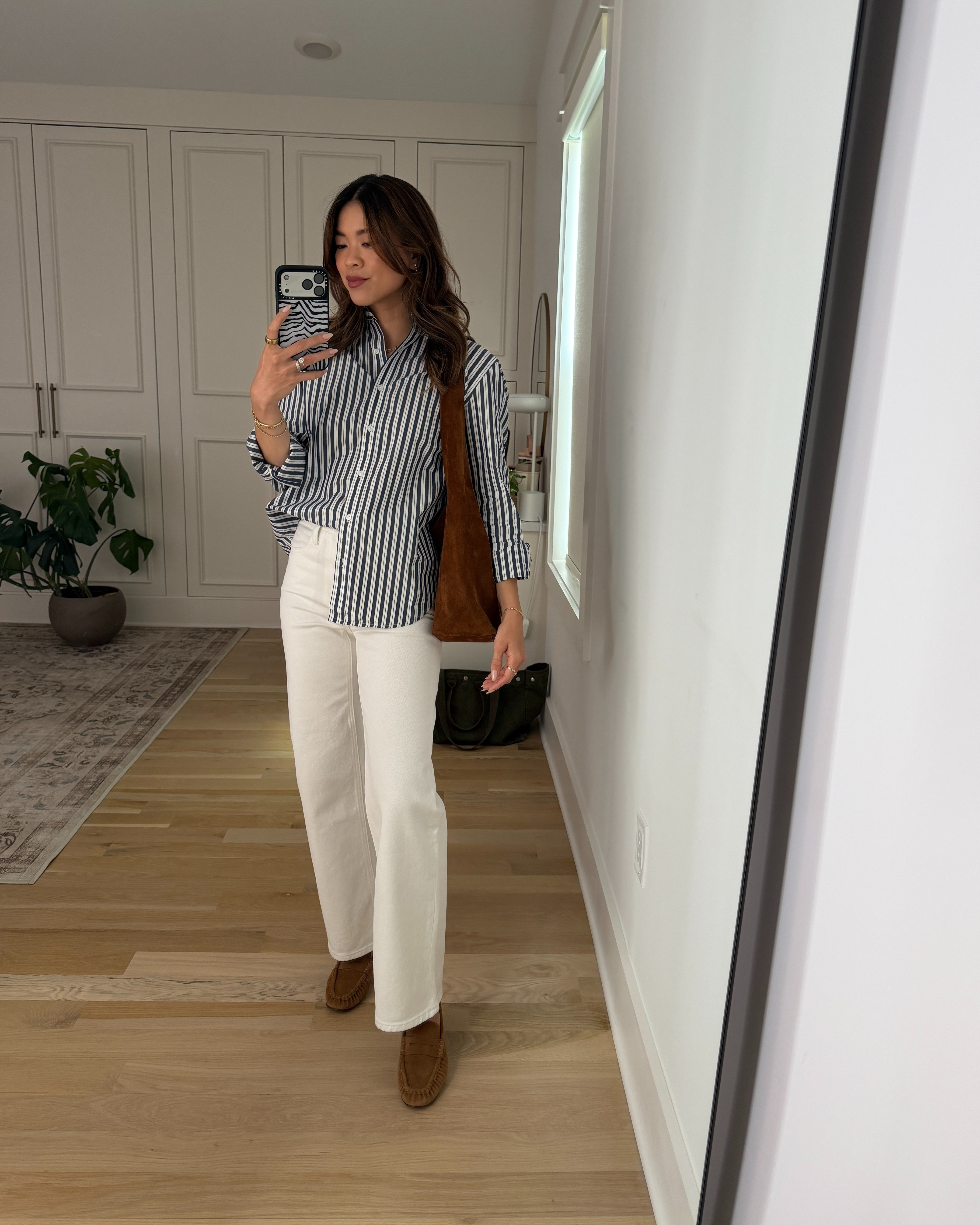 Sizing info:
•Top size XS in Hudson stripe
•Jeans size 24 with 28” Inseam in Ghost White

petite fashion, get dressed with me, outfit inspiration, ootd, nashville outfit, Nashville influencer, petite style, vacation style, casual outfits, mom style, petite pants, spring outfits, spring outfit info, spring pants, spring outfit idea, spring top, spring bag, spring sweater, spring shoes, spring jeans, jeans, denim, quince jeans, petite jeans, white jeans,  
@Quince 
 

#LTKPetite #LTKSeasonal #LTKootd
