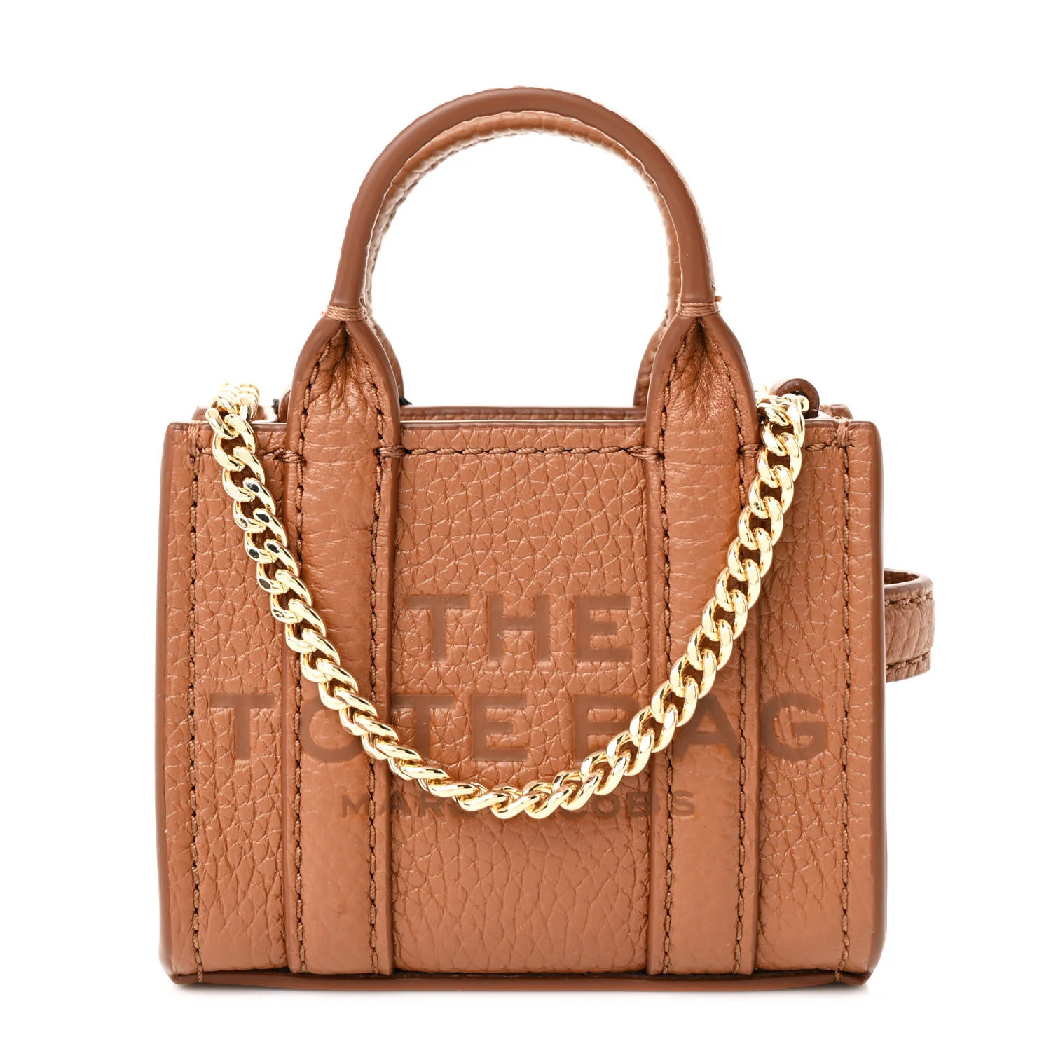 Marc Jacobs Grained Calfskin Nano The Tote Bag Crossbody Argan Oil 1759586 | FASHIONPHILE (US)