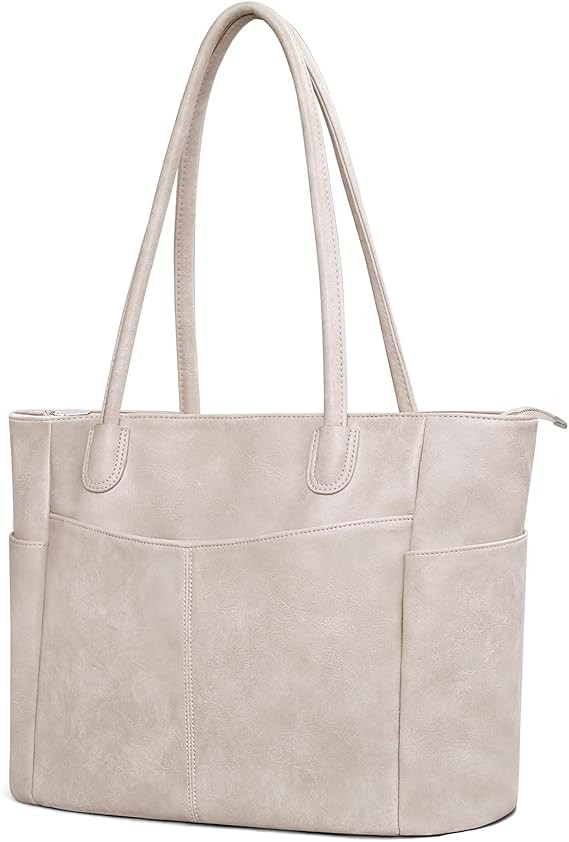 Large Tote Bag for Women Work Vegan Leather 23L Womens Tote Purse with Zipper Ladies Handbags | Amazon (US)