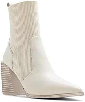 Womens Chunky Stacked Heel Ankle Boots Pointed Toe Booties Slip On Ribbed Knit Sock Boot | Amazon (US)