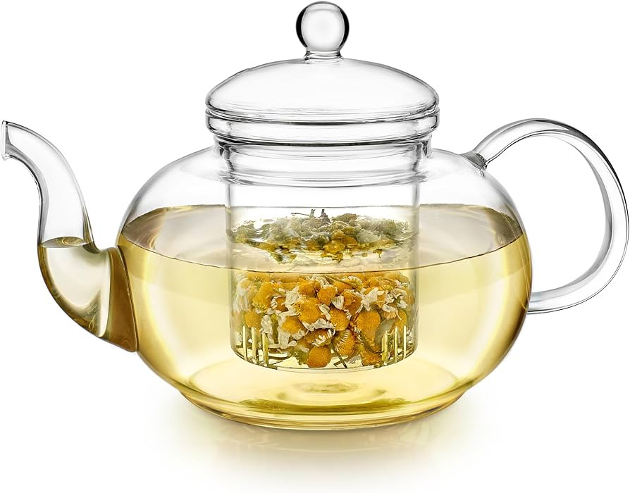 Teabloom Blossoms Glass Teapot – Stovetop and Microwave Safe Borosilicate Glass Teapot with Rem... | Amazon (US)