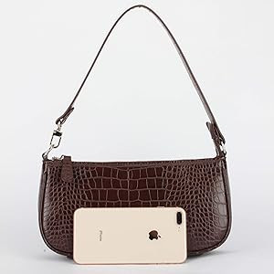 Bag Crocodile Effect Retro Faux Leather Classic Clutch Shoulder Purse Handbag for Women | Amazon (US)