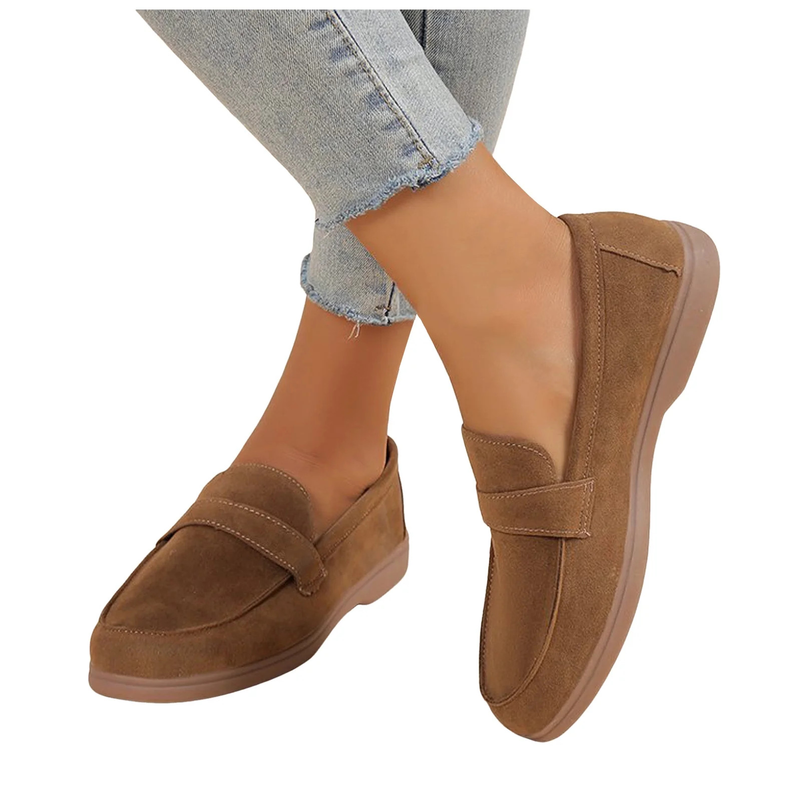 Chenyee Suede Loafers for Women Slip On Comfortable Casual Dressy Business Work Shoes for All Sea... | Walmart (US)