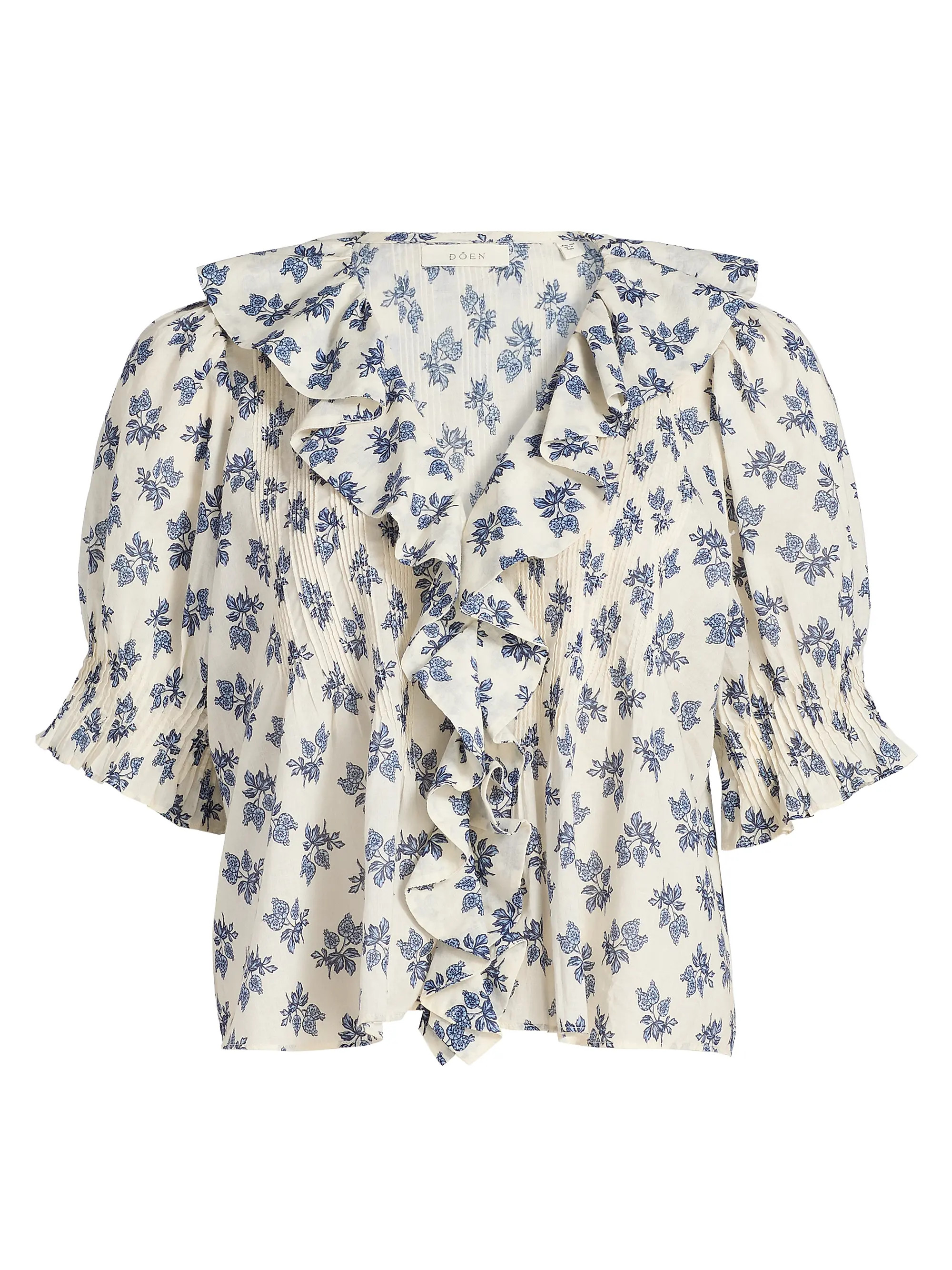 DÔEN Henri Floral Cotton V-Neck Blouse | Saks Fifth Avenue | Saks Fifth Avenue
