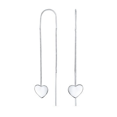 Bling Jewelry Lightweight Long Chain Heart Earrings Threader Sterling Silver Stabilizing U Hook | Target