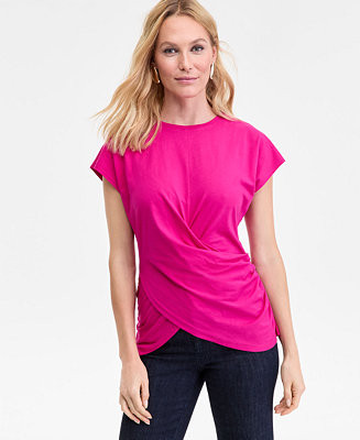 Women's Cotton Twist-Front Cap-Sleeve Top, Macy's Exclusive | Macy's