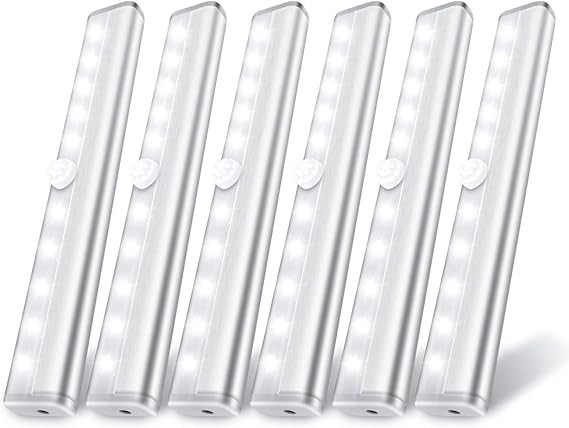 6 Pack LED Motion Sensor Lights, 10 LED Closet Battery Operated Lights, Stick-On Anywhere Magneti... | Amazon (US)