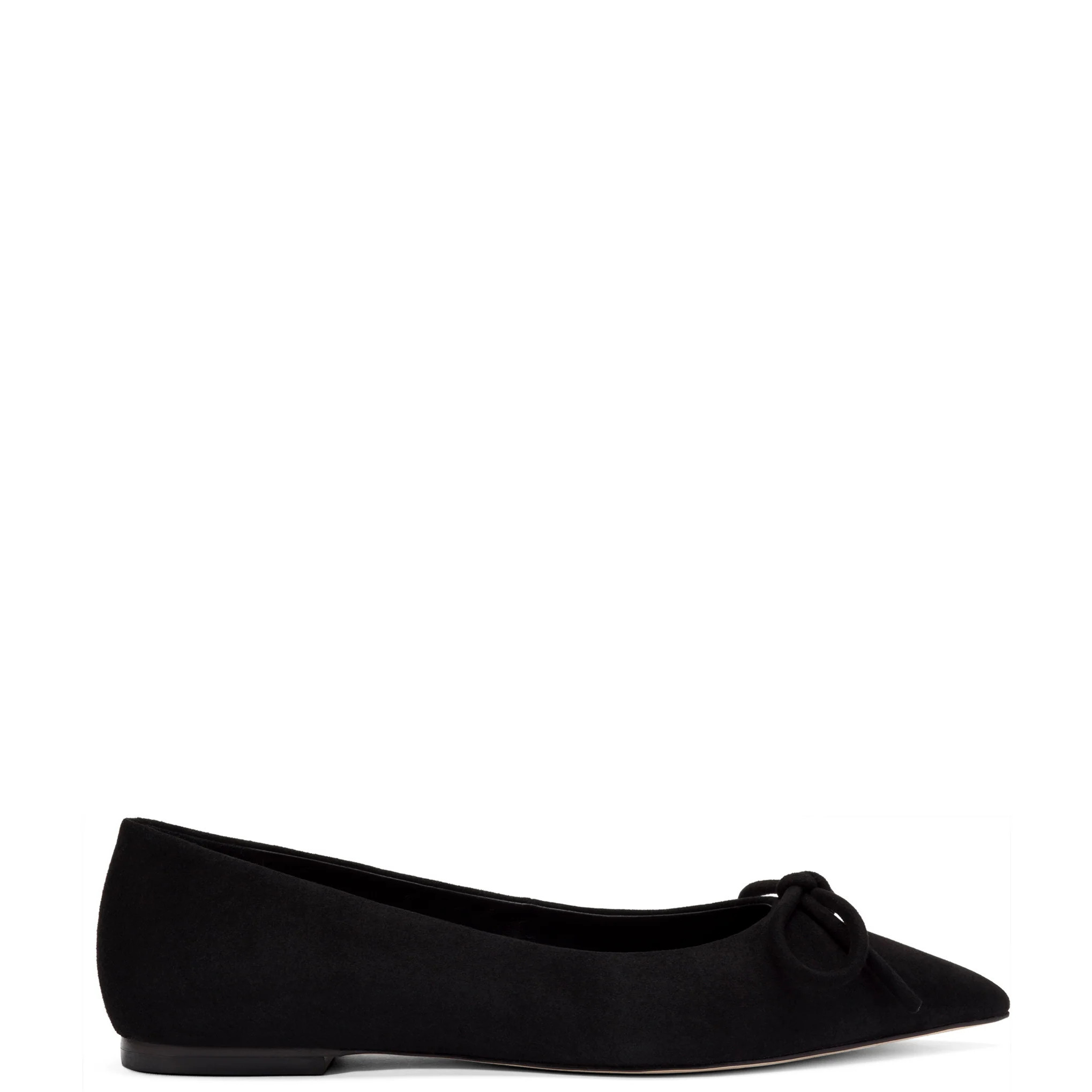 Lee Flat In Black Suede | Larroude