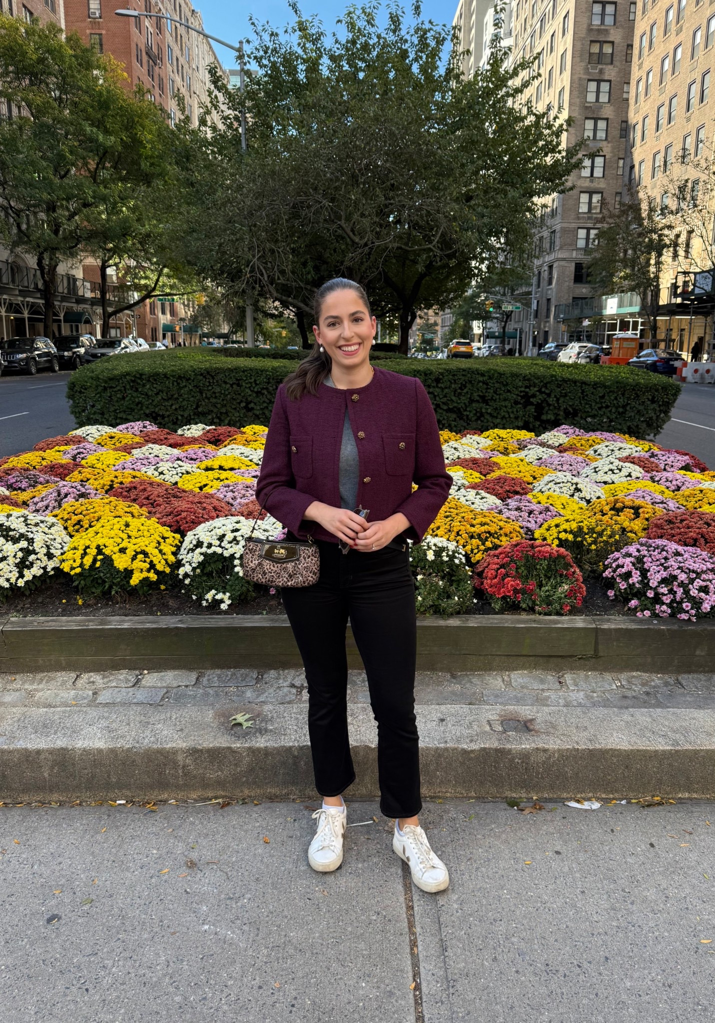 When I told Alex we were gonna snap a pic in front of the mums on Park Ave. he was confused and asked which Park Ave. mom I met that we were gonna take pics with 😂 Different kind of mum 😂

Park Avenue, upper east side, fall fashion, fall clothes, burgundy blazer, lady jacket, tweed blazer, tweed, black jeans, leopard bag, cheetah bag, black pants, white sneakers, white leather sneakers, cashmere tshirt, nyc fashion, nyc, fall fashion in nyc 

#LTKSeasonal #LTKStyleTip #LTKFindsUnder100