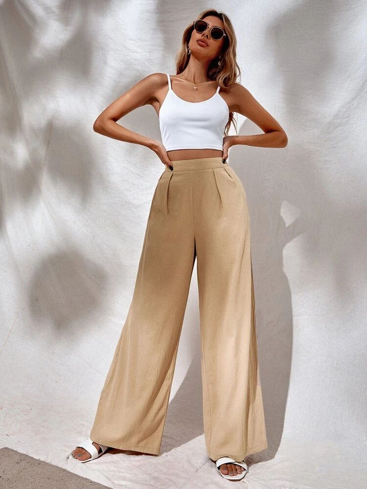 Solid Cami Top & Wide Leg Pants | SHEIN
