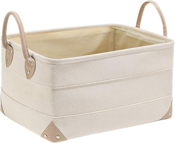 OLLVIA Decorative Fabric Storage Bins Basket, 15.7x11.8x8.3inch Large Canvas Laundry Room Storage... | Amazon (US)
