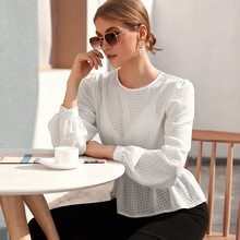 Plaid Button Back Babydoll Blouse | SHEIN