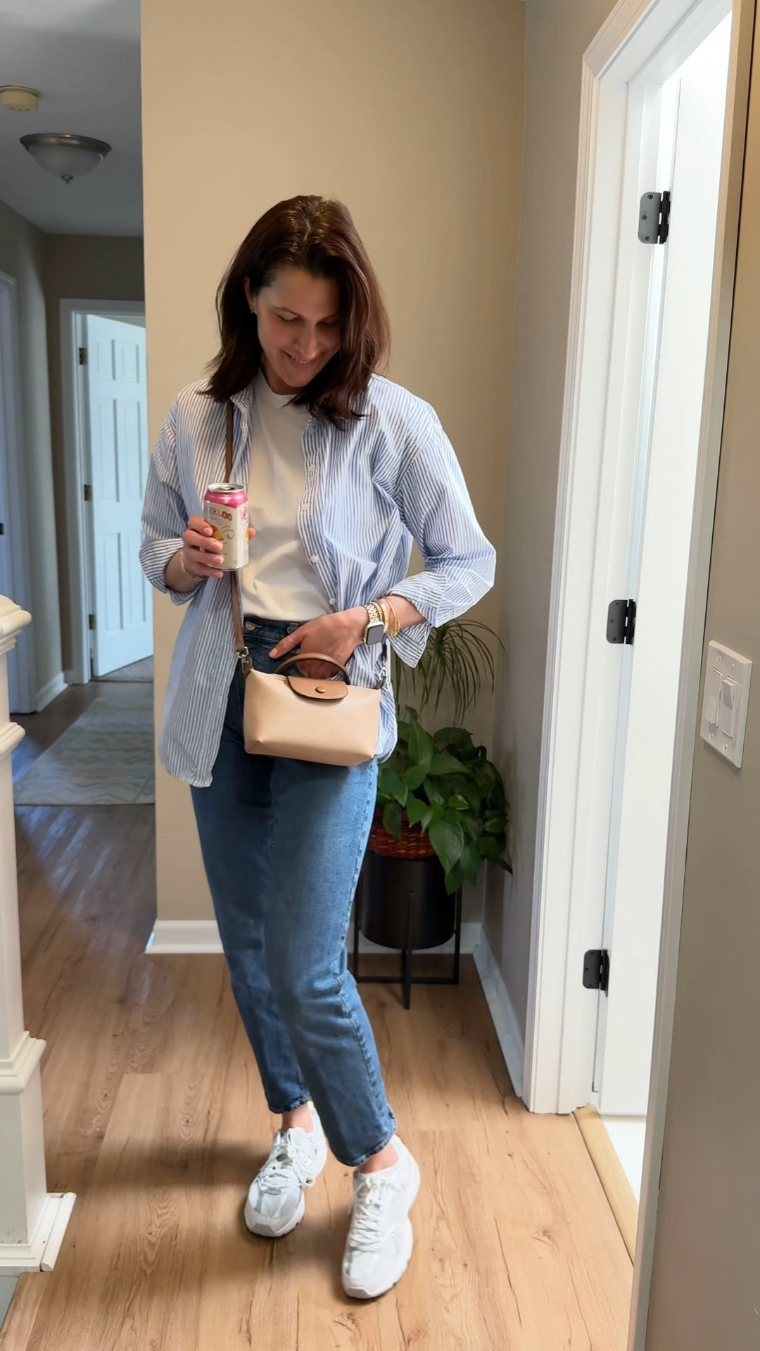 An easy, causal and chic Mom on the go look

Striped Button up 
White tee
Gap straight leg jeans
New Balance 530
Amazon accessories 

#LTKShoeCrush #LTKStyleTip #LTKFindsUnder100