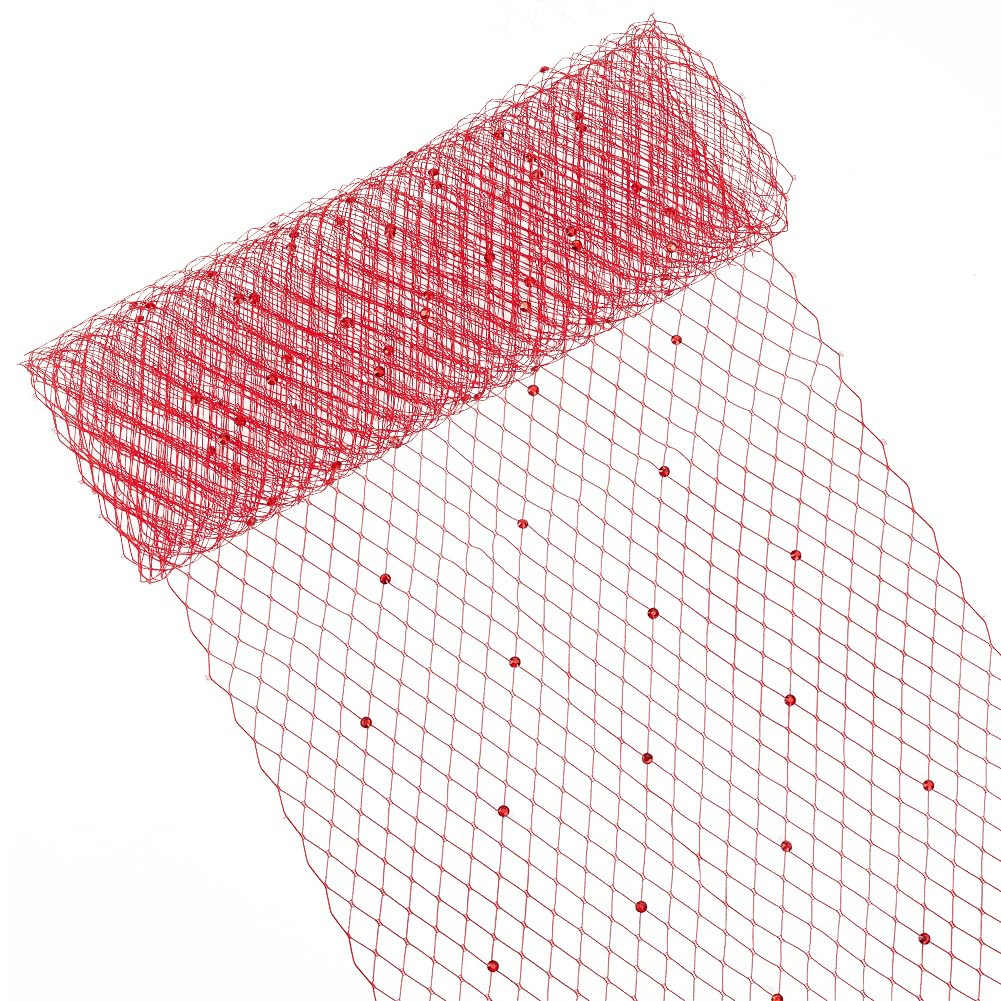BENECREAT 1 Yards Birdcage Veil Netting Fabric, 9.8inch Red Russian Millinery Netting Tulle Fabri... | Amazon (US)