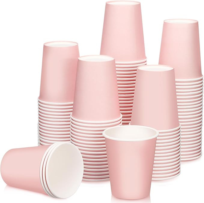 Lallisa 200 Pcs Pink Paper Cups 9 oz Disposable Paper Cups Disposable Coffee Cups Party Cupsfor C... | Amazon (US)