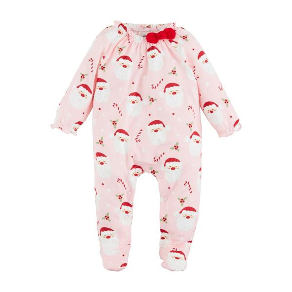 Pink santa glow baby sleeper | Mud Pie