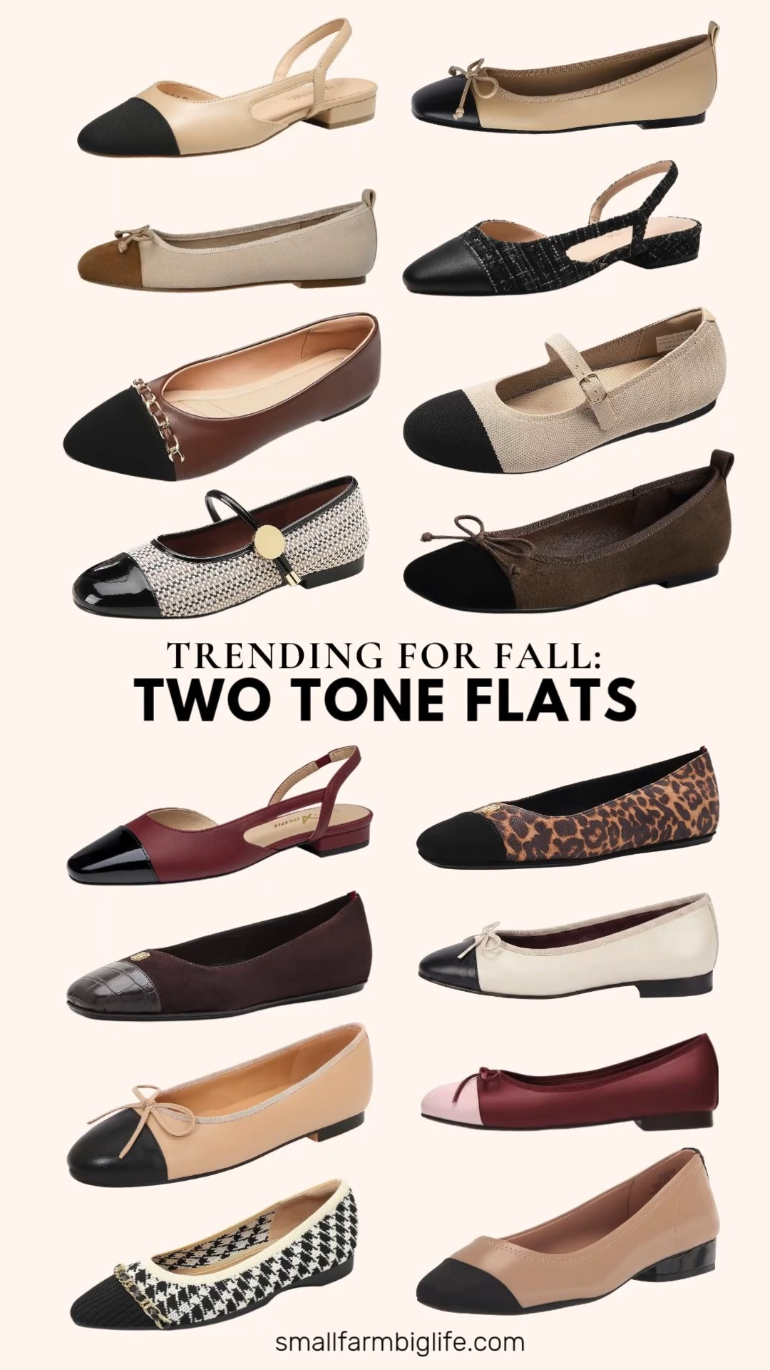 Two tone flats are trending everywhere this fall, and this classic cap toe detail is such an easy way to polish up business casual workwear.

The black CouieCuies Mary Jane Tweed Flats and the tan and black, and black tweed DREAM PAIRS Slingback Ballet Flats all have such a dressy, office ready look with a comfortable low block heel. The nude and black, beige and camel suede, and dark brown with black toe Modatope Bow Ballet Flats round out the neutral options nicely.

The brown with black toe and wine red with black toe flats both have a classic pointed or square toe silhouette, and the beige with black toe DREAM PAIRS Mary Jane Flats bring a foldable, comfortable option for travel or the office. The leopard and dark brown suede Tommy Hilfiger Bekim flats add a bit more personality with their contrast toe detail.

For something with a bow, the nude with black toe, beige with black toe, and wine red with pink toe Two Tone Bow Flats are all sweet, feminine picks perfect for a date night outfit or a dressy day at work. The black and cream houndstooth Knit Mary Jane Flats and the nude Anne Klein Carlie Flats round out the lineup with a polished, versatile finish.

So many great two tone flats to shop for autumn outfits this season, all linked for you.

#amazonfashion #twotoneflats #fallfashion #businesscasual #falloutfits 

 #LTKootd #LTKOver40 #LTKWorkwear