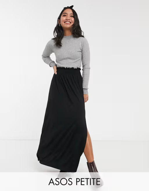 ASOS DESIGN Petite shirred waist maxi skirt | ASOS | ASOS (Global)