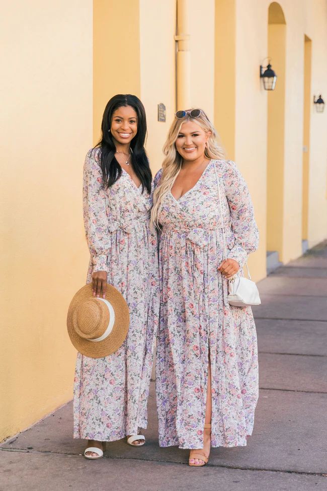 My Dearest Darling Pink/Ivory/Lilac Floral Maxi Dress | The Pink Lily Boutique