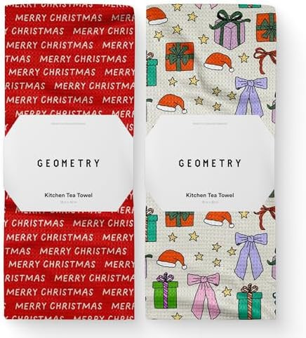 GEOMETRY Christmas Kitchen Towels - Quick Dry Microfiber Cloth Dish Towels for Kitchen Drying - P... | Amazon (US)