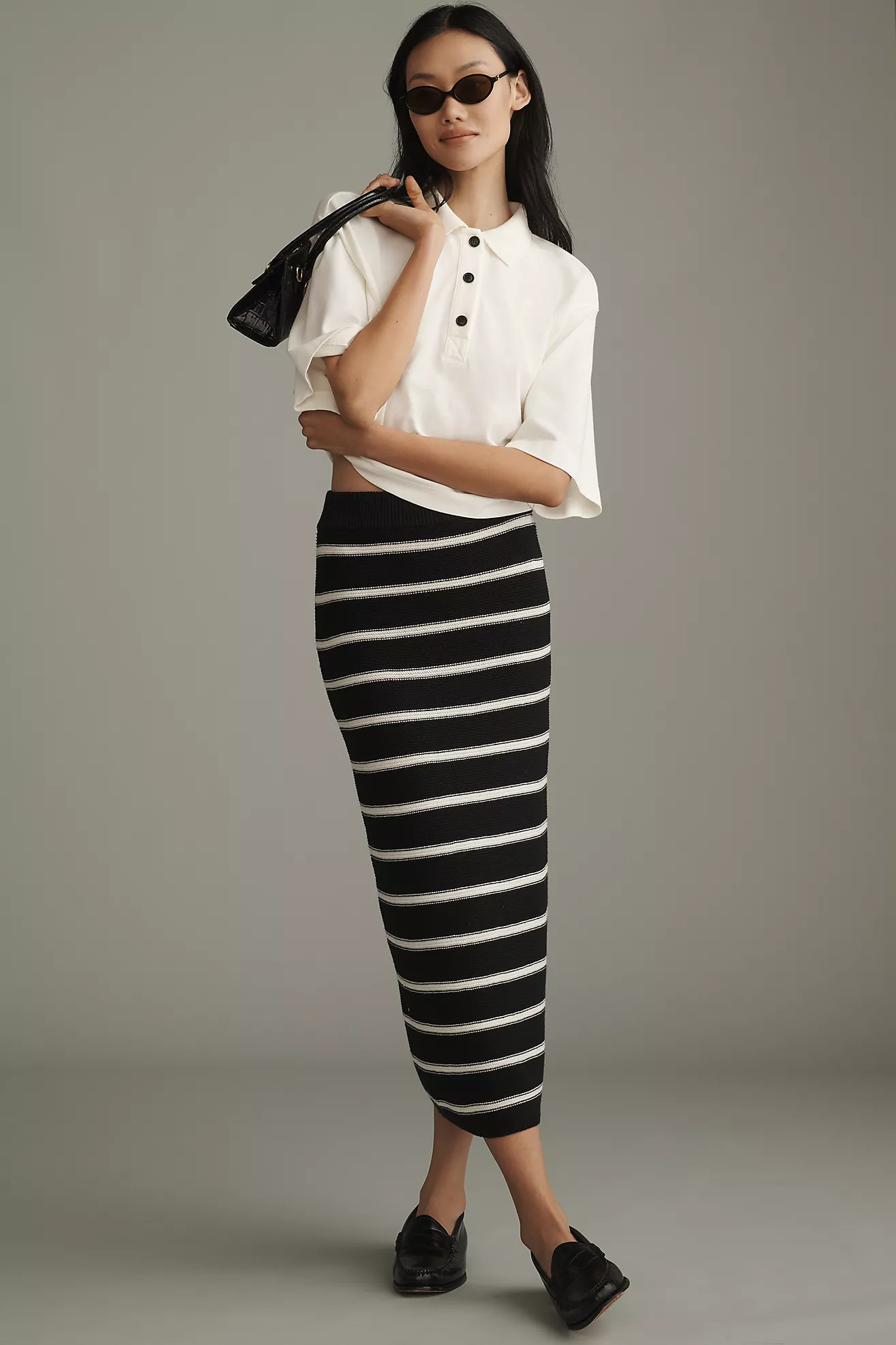 English Factory Fitted Knit Midi Skirt | Anthropologie (US)