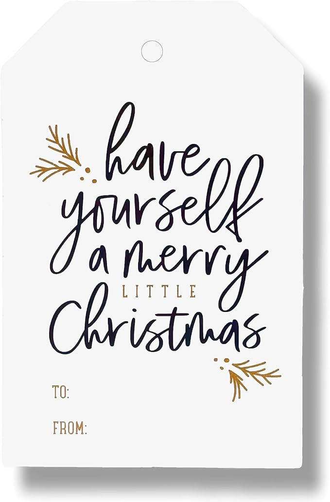 50 Pack Christmas Gift Tags with String Attached, Black and White Gift Tags for Christmas Present... | Amazon (US)