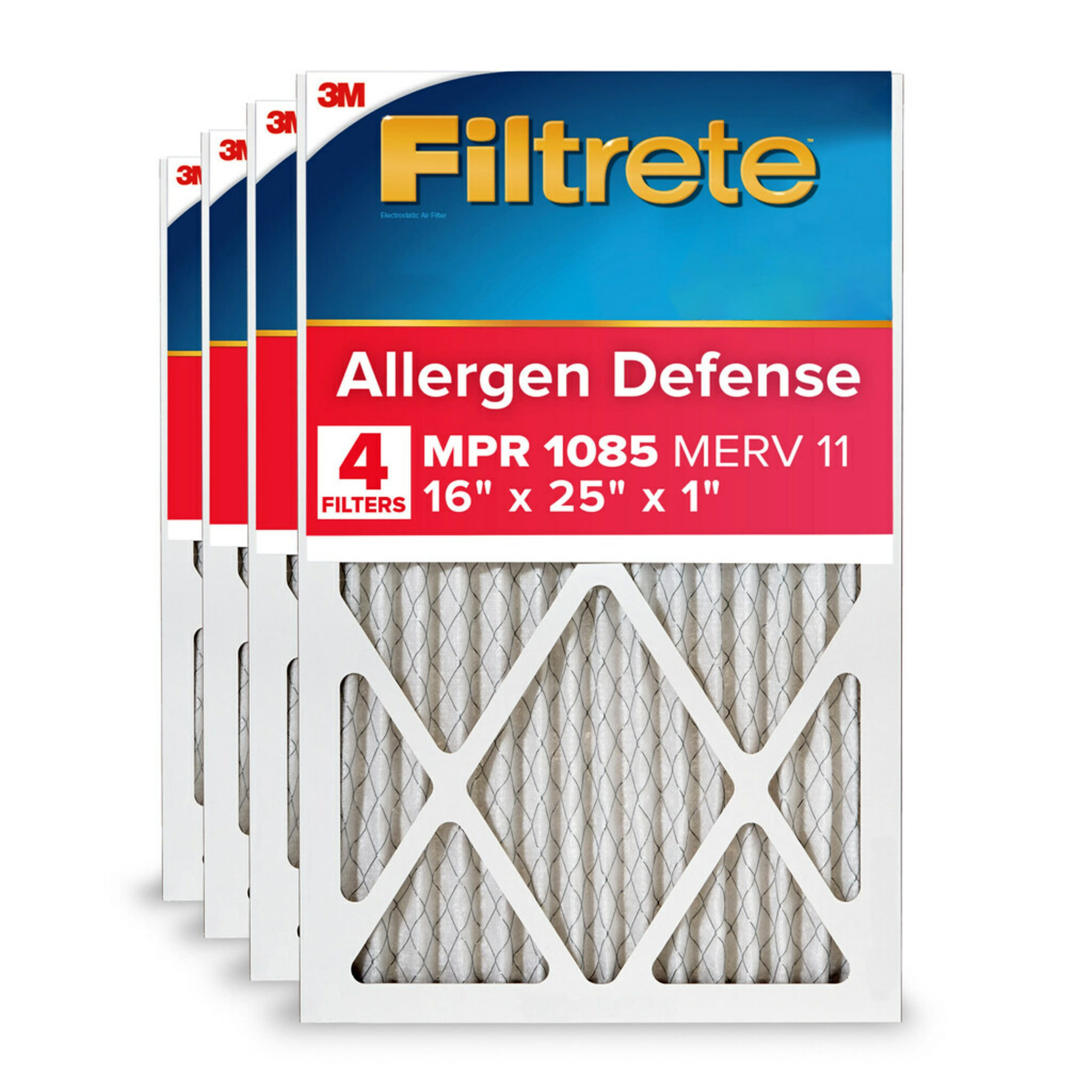 Filtrete 16 x 25 x 1 MERV 11 1085 MPR Allergen Defense Extra Electrostatic pleated Air Filter 4 -Pack | 1201-4 | Lowe's