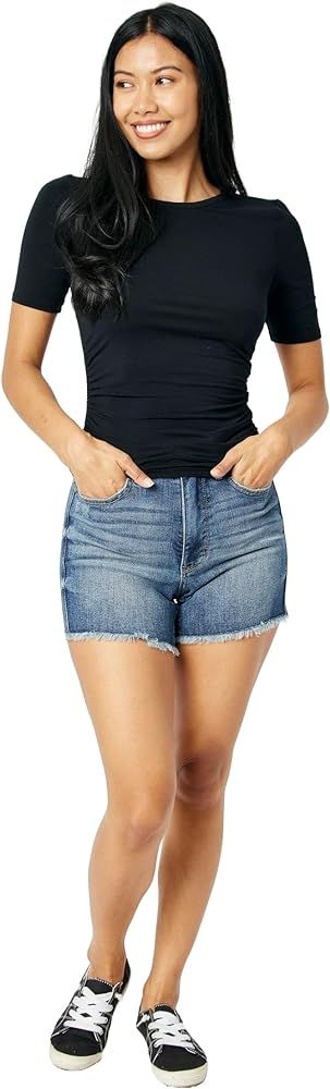 Judy Blue High Waist Tummy Control Fray Hem Shorts 150235- | Amazon (US)