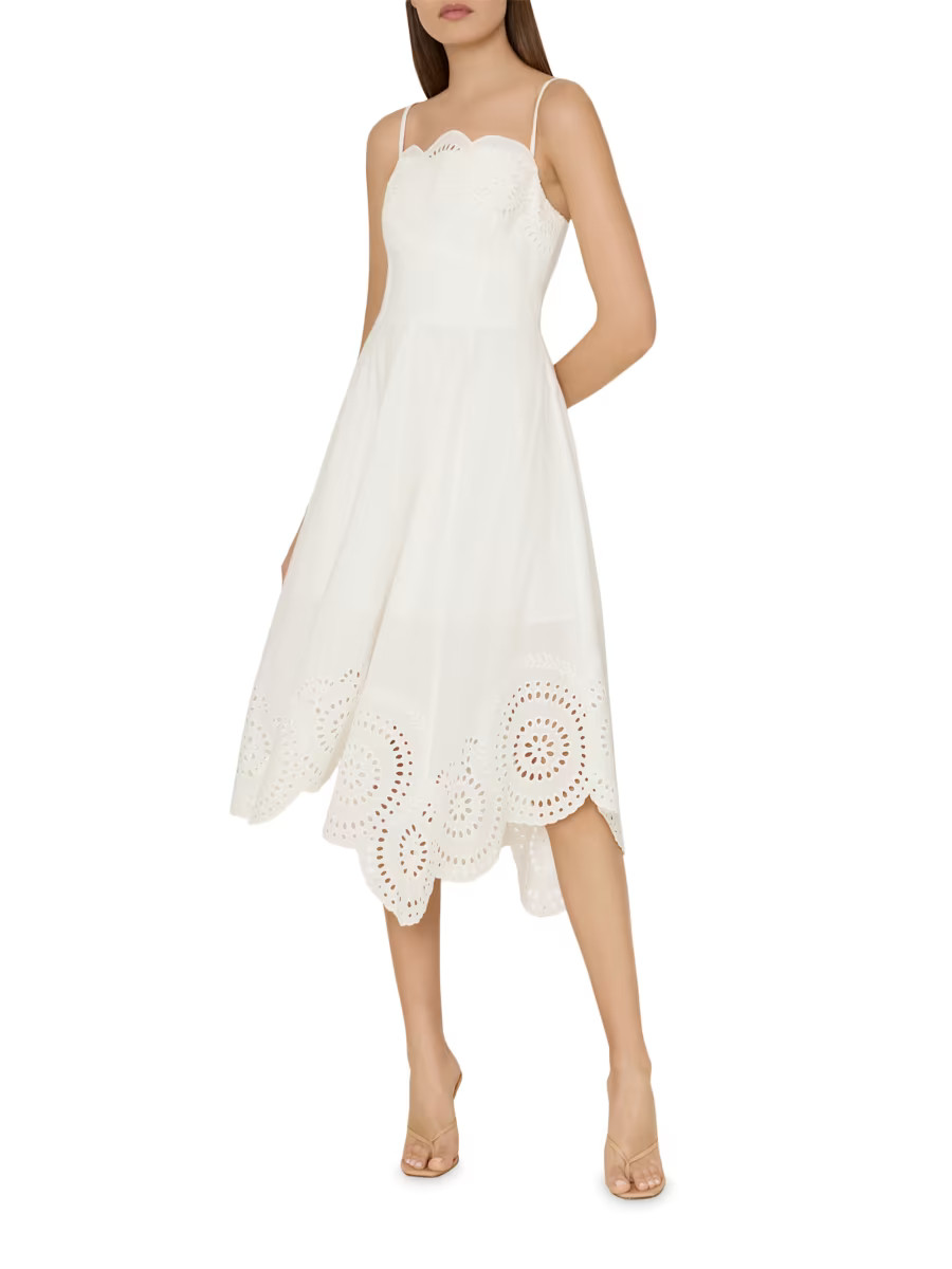Camilla Cotton Embroidered Scallop Midi-Dress | Saks Fifth Avenue