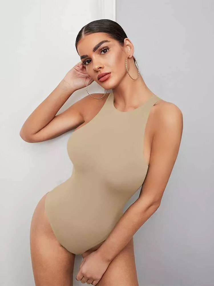 Basic White Slinky Racer Bodysuit curated on LTK