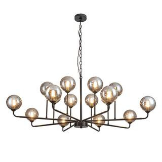 16 light Matte Black Living Room Chandelier Sputnik Chandeliers for Dining Room Foyer with no bul... | The Home Depot