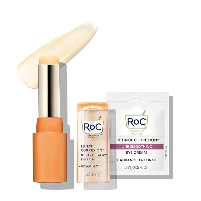 RoC Multi Correxion Revive + Glow Eye Balm with Vitamin C (0.14 oz) + Retinol Eye Cream Packette | Amazon (US)