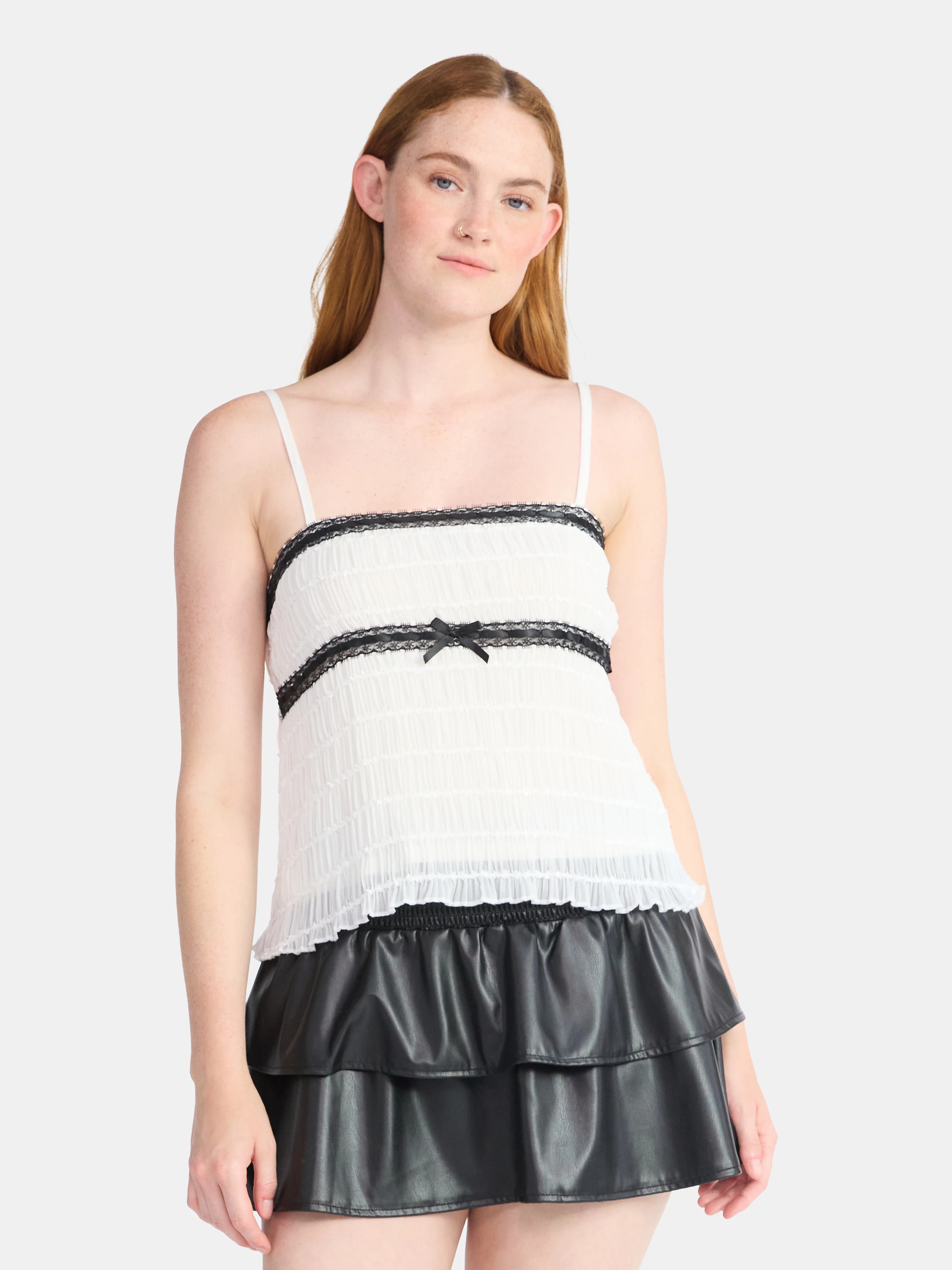 No Boundaries Ruched Chiffon Babydoll Cami, Women's | Walmart (US)