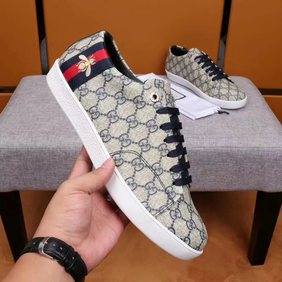 Ace Leather Sneaker White Leather Shoes Gold Bee Embroidery Sneakers Designer Shoes For Men Top Q... | DHGate