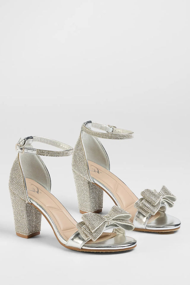 Endless Glam Rhinestone Bow Block Heels | Windsor Stores