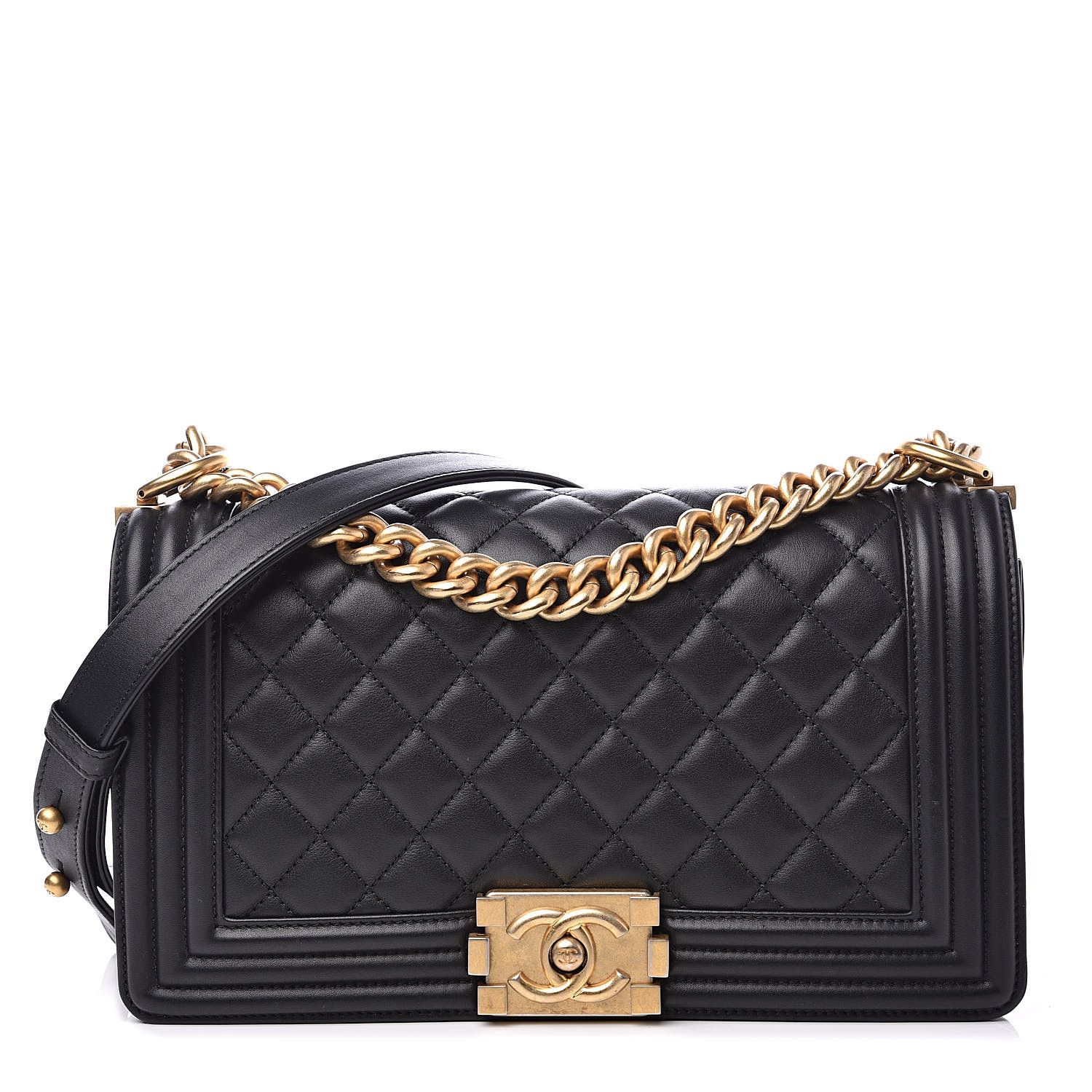 Lambskin Quilted Medium Boy Flap Black | Fashionphile